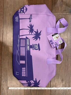 NWT Large Trader Joe's Canvas Insulated Tote Shopper Bag -Purple